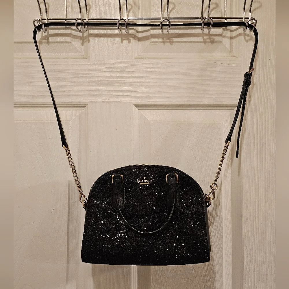 Kate Spade EUC Laurel Way Glitter Mini Riley Crossbody - Black